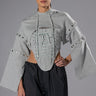 Front View Persuasive Corset And Cropped Convertible Hoodie Set