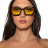 Front View Petals And Peacocks Optimistics Sunglasses In Yellow Tortoise