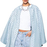 Front View Phantogram Denim Poncho With Laces