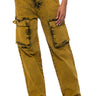 Front View Phoenix Acid Wash Wide Leg Jeans