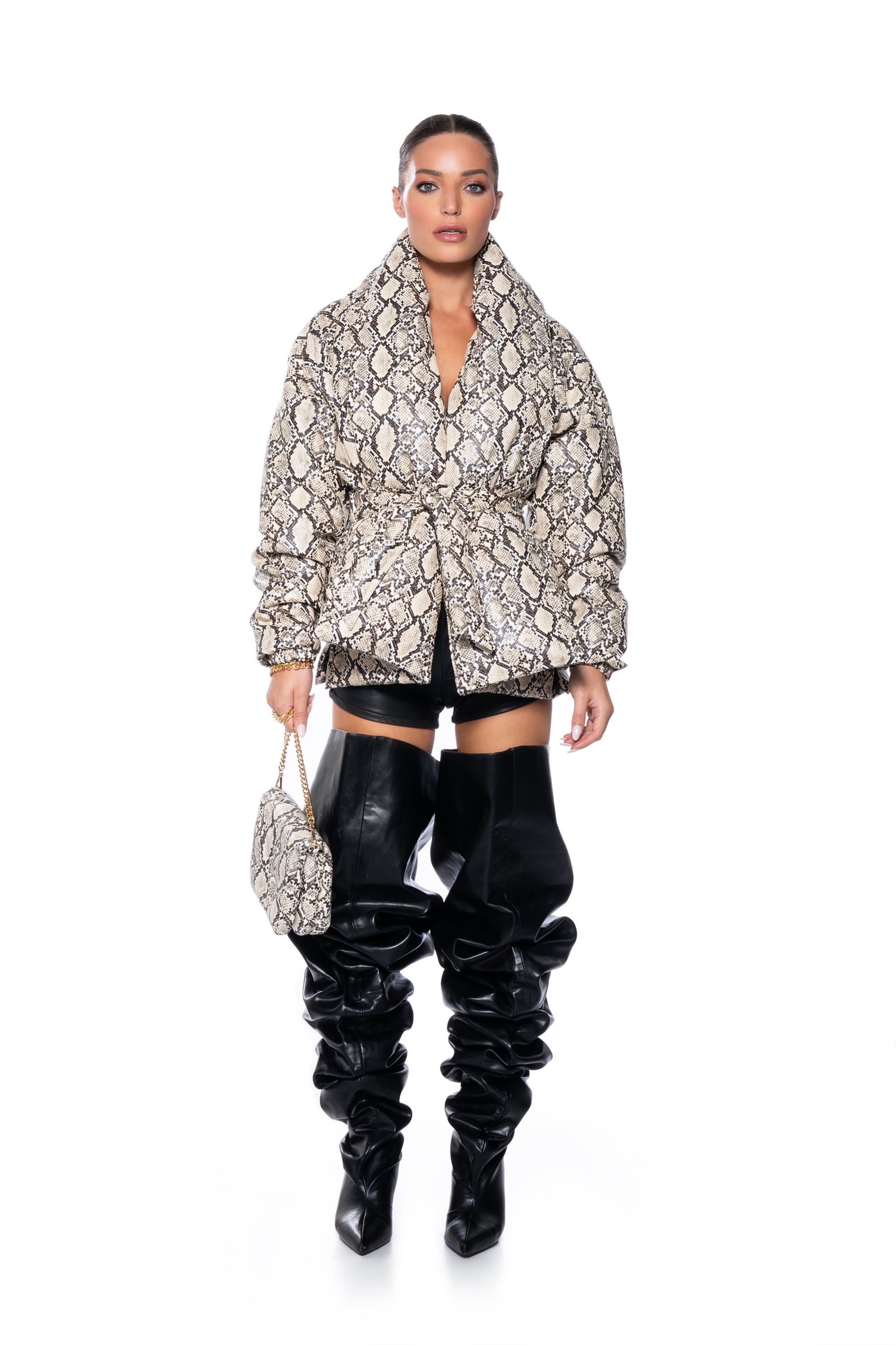 Extra View Pick Your Poison Faux Leather Snake Puffer