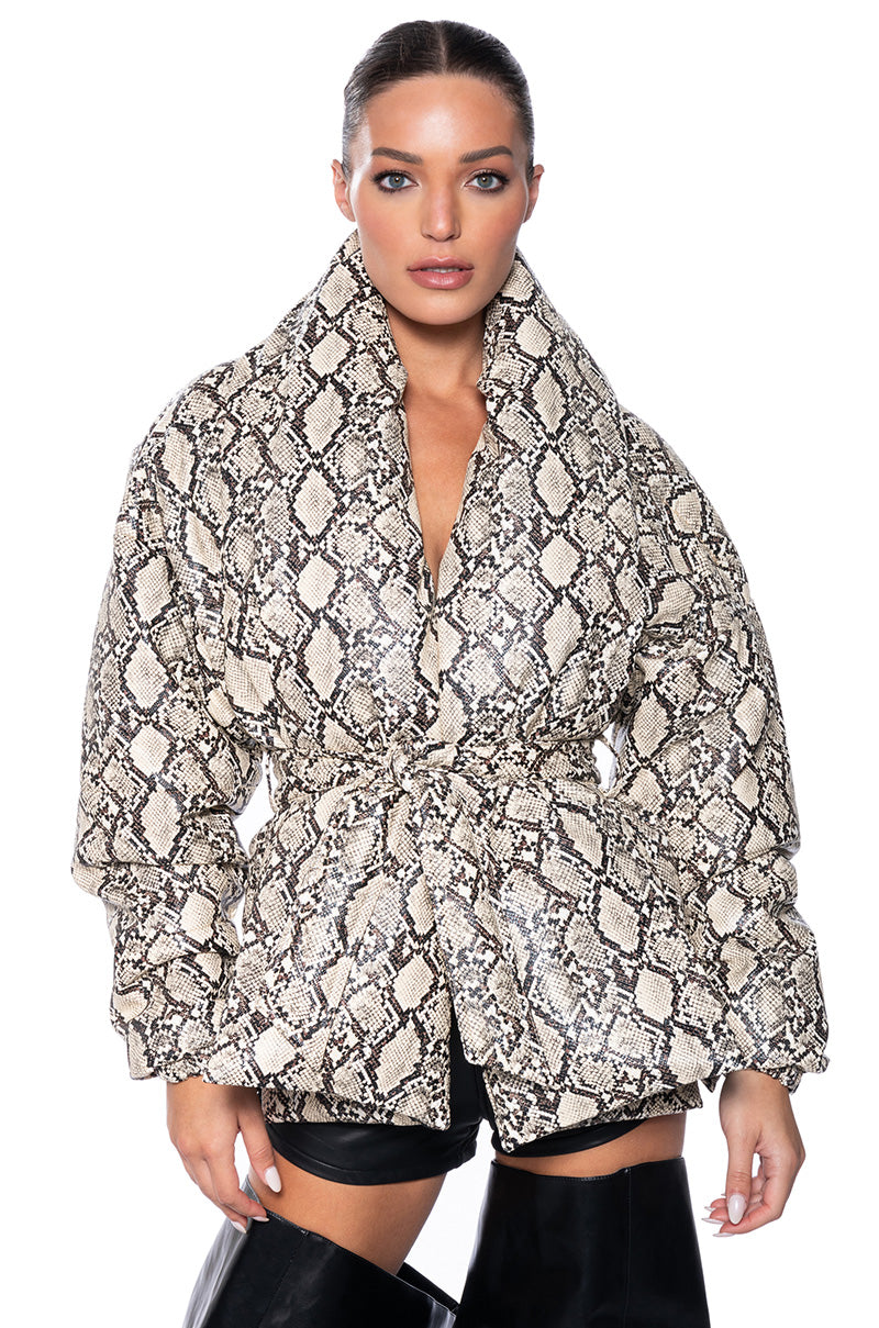 PICK YOUR POISON FAUX LEATHER SNAKE PUFFER view 0