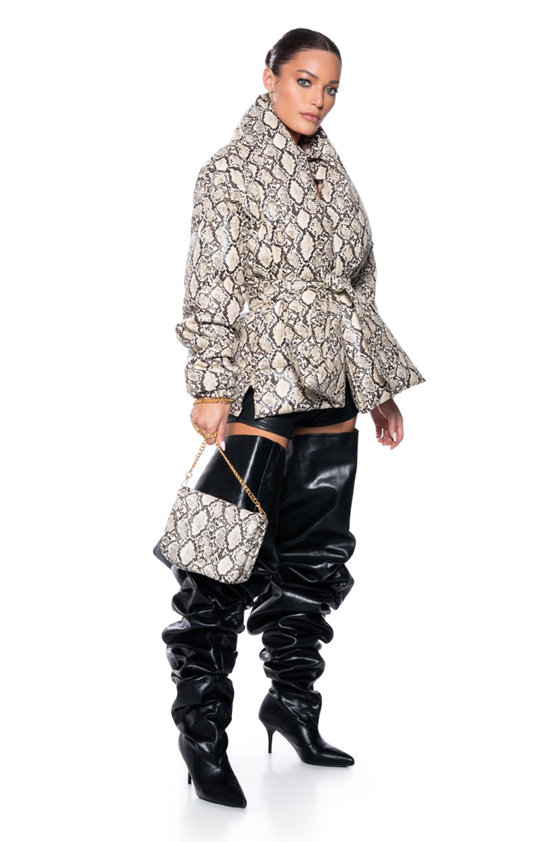 Extra View Pick Your Poison Faux Leather Snake Puffer