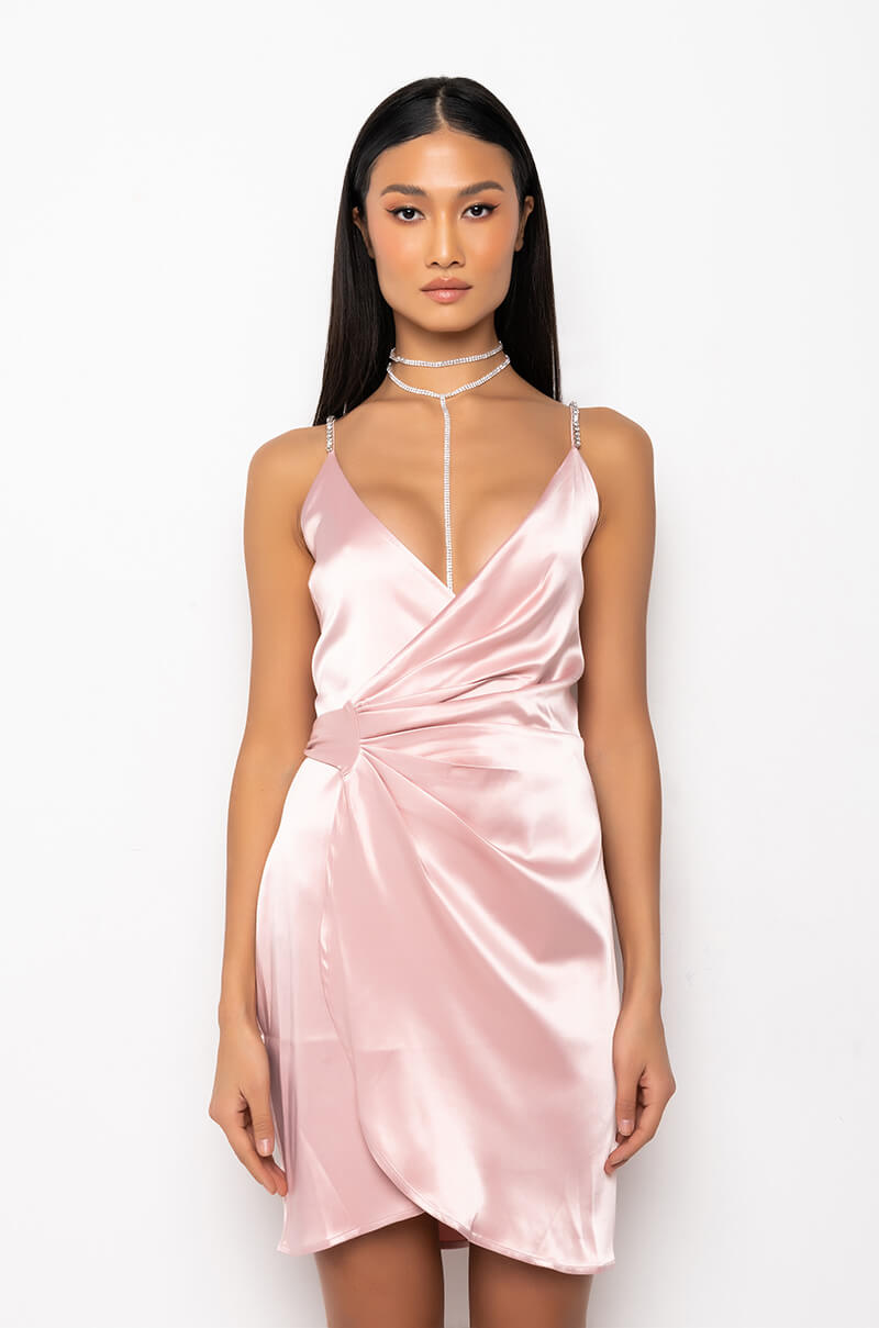 Back View Picture Ready Wrap Front Mini Dress