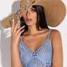 Front View Pina Colada Rhinestone Floppy Hat