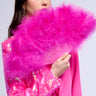 Front View Pink Party Feather Fan