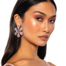 Front View Pink Power Embellished Statement Earrings