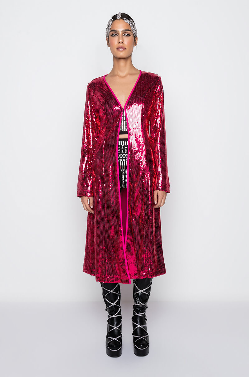 Side View Pink Sequin Blazer