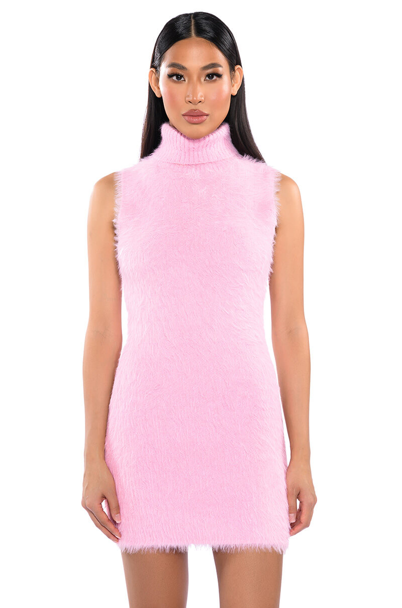 Front View Pinky Promise Soft Knit Mini Dress