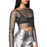 Front View Piper Rhinestone Top In Black