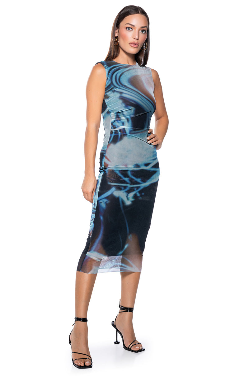 Front View Pisces Mesh Midi Dress 0