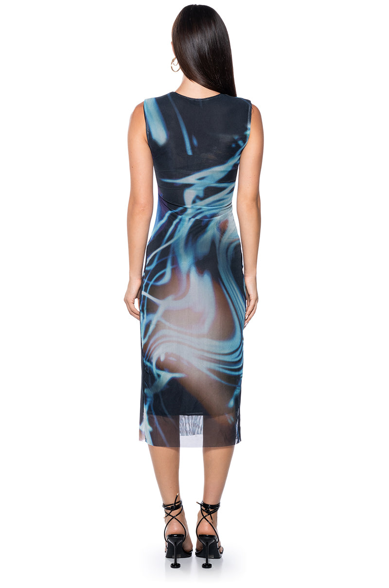 Back View Pisces Mesh Midi Dress 2