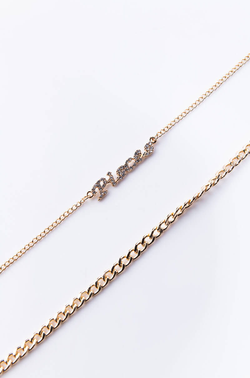 Back View Pisces Pave Anklet in Gold