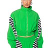 Front View Pit Stop Neon Zipper Detail Zip Up Jacket