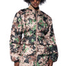 Front View Pixel Camo Peplum Puffer Jacket