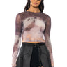 Front View Pixel Perfect Mesh Long Sleeve Top