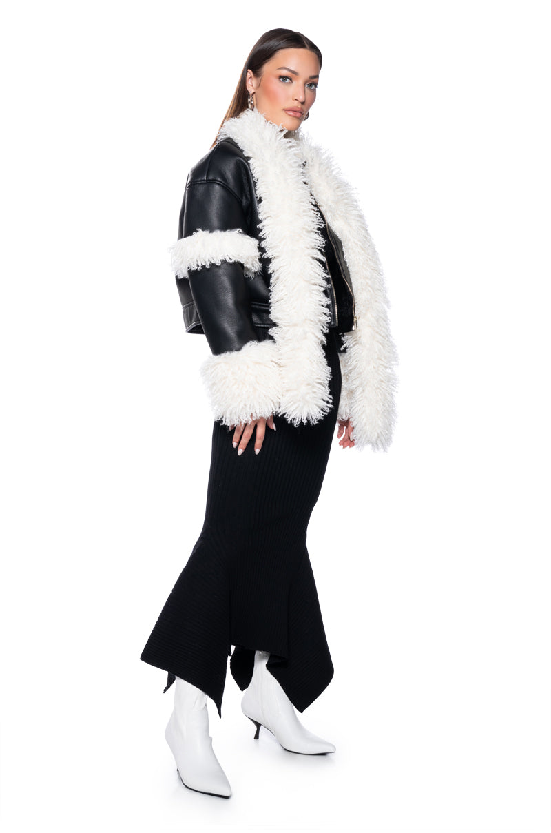 Back View Pixie Long Sleeve Off The Shoulder Knit Midi Dress 2