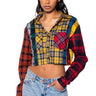 Front View Plaid Obsession Cropped Button Down