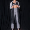 Front View Plaid Pu Organza Duster Trench