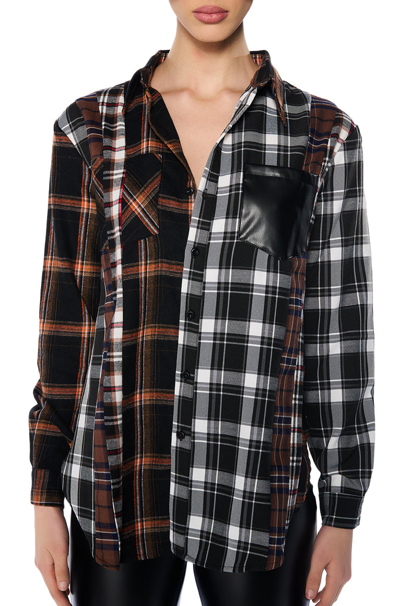 Full View Plaid Romance Button Down Shirt