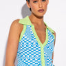 Front View Play It Again Cropped Collared Top