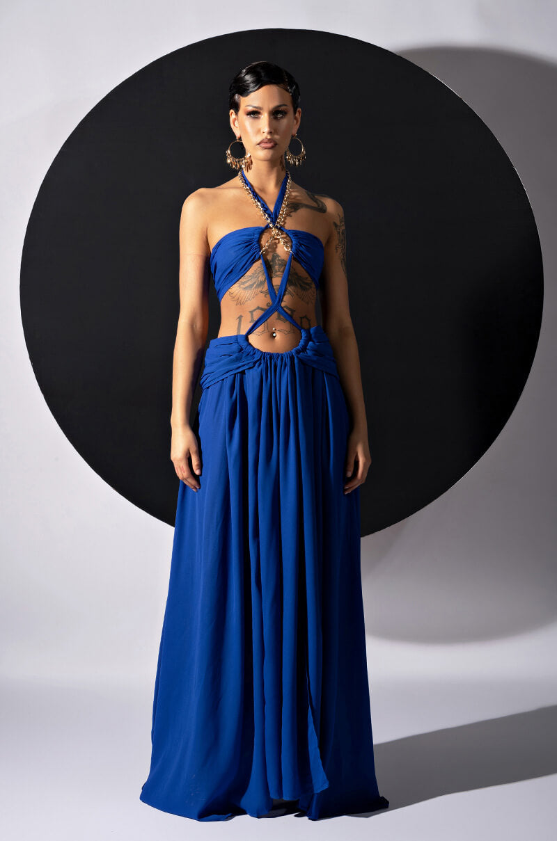 Front View Play Your Part Right Maxi Dress With High Slits