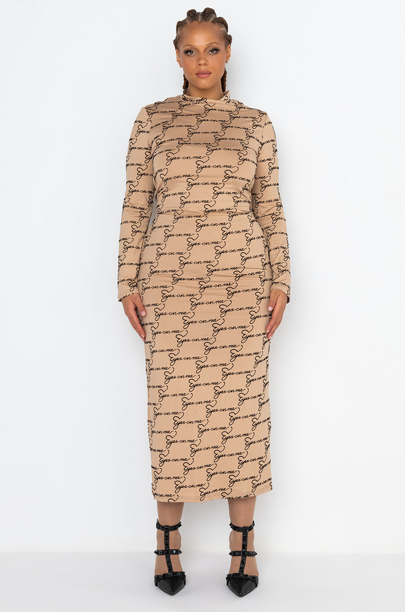 Back View Plus All Eyes On Me Mock Neck Maxi Dress 2