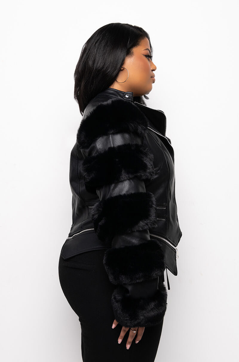 Full View Plus Azalea Wang Babette Faux Fur Moto