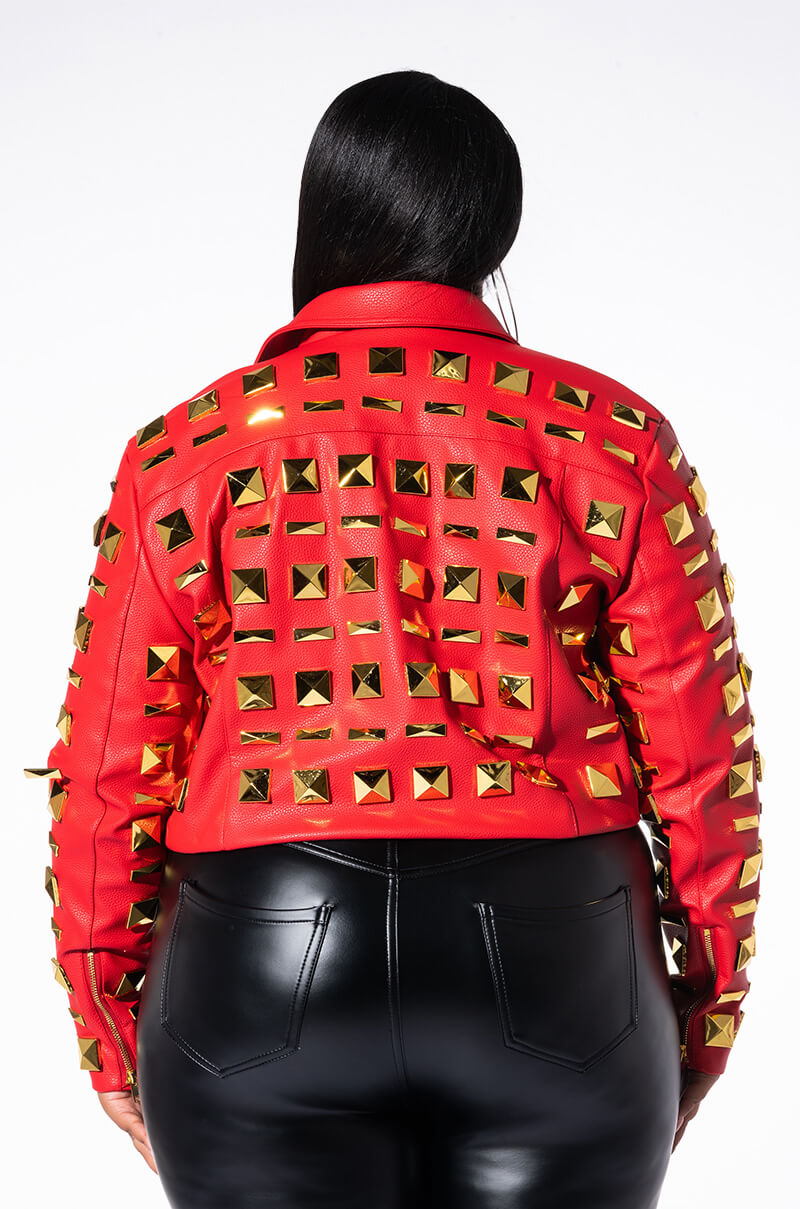 Extra View Plus Azalea Wang Backstage Moto Jacket With Oversized Square Studs view 6