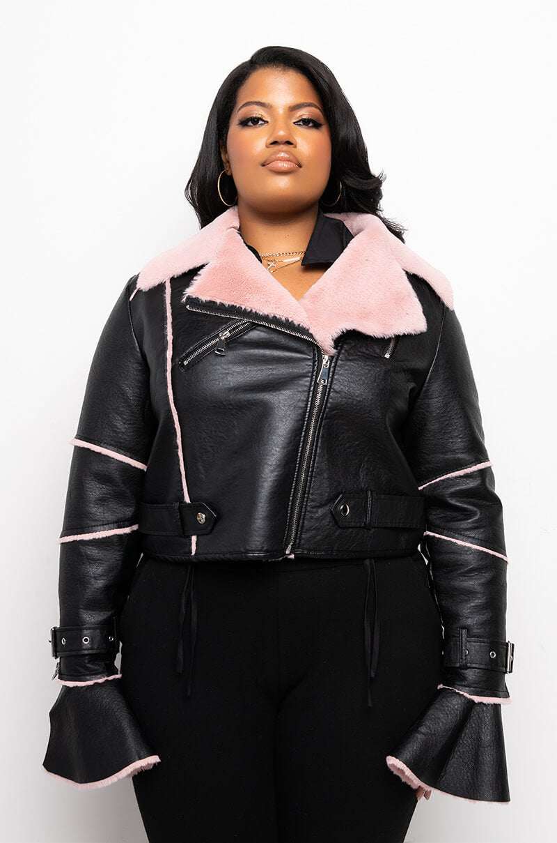 Back View Plus Azalea Wang Bonded Bell Sleeve Moto