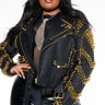 Front View Plus Azalea Wang City Slicker Gold Stud Croc Moto Jacket