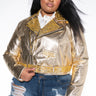 Front View Plus Azalea Wang Gold Finger Studded Moto Jacket