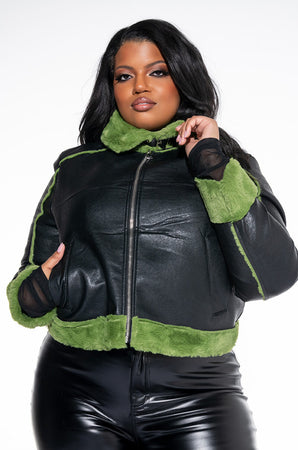 PLUS AZALEA WANG GRINCH BONDED PU JACKET – AKIRA