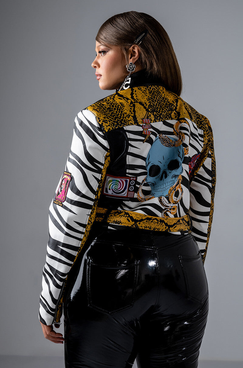 Side View Plus Azalea Wang Misunderstood Crop Moto Jacket