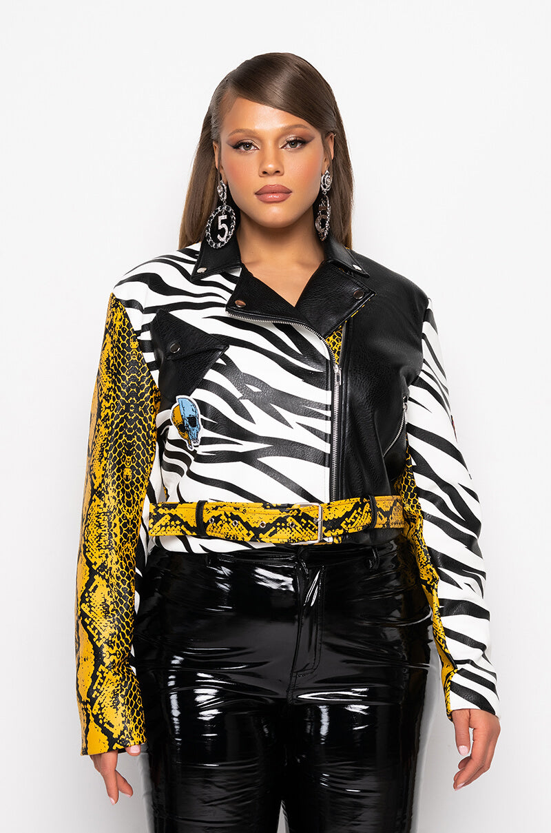 Extra View Plus Azalea Wang Misunderstood Crop Moto Jacket