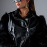 Front View Plus Azalea Wang Nolla Faux Fur Arms Croc Moto Jacket