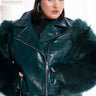 Front View Plus Azalea Wang Nolla Faux Fur Arms Croc Moto Jacket