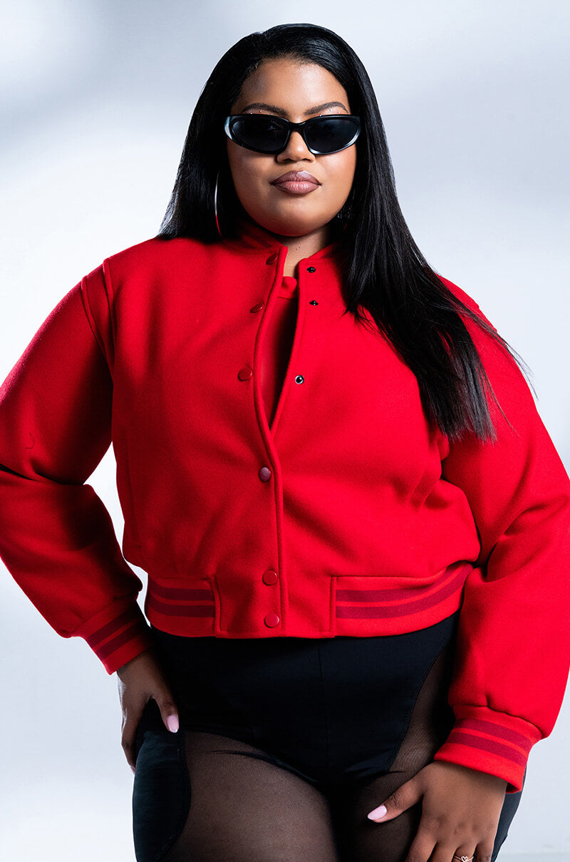 Front View Plus Azalea Wang Question Everything Everyday Bomber In Red