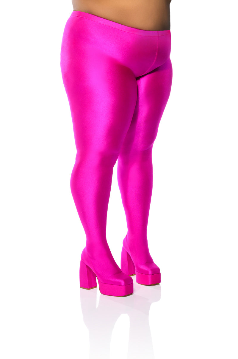 Front View Plus Azalea Wang Star Stretch Chunky Heel Pant Boot In Fuchsia