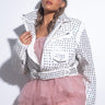 Front View Plus Azalea Wang Thats Gossip Rhinestone Studded Moto Jacket