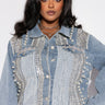 Front View Plus Azalea Wang Ultra Bedazzle Rhinestone Denim Jacket