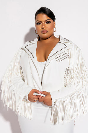 PLUS KARL WON THE JACKPOT FRINGE HITCHED MOTO JACKET – AKIRA