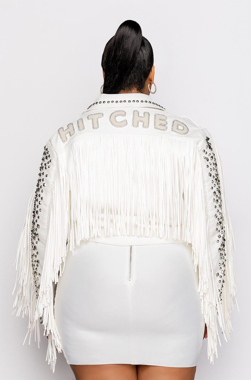 Extra View Plus Azalea Wang Vegas Jackpot Fringe Hitched Moto Jacket