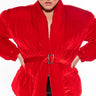 Front View Plus Azalea Wang Velvet Red Wrap Puffer