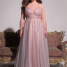 Front View Plus Black Label Over All Of It Tulle Maxi Gown in Pink Multi