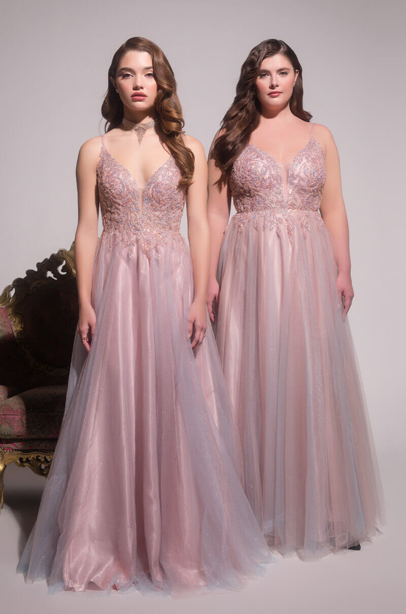  Plus Black Label Over All Of It Tulle Maxi Gown in Pink Multi