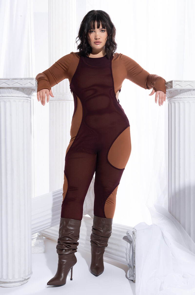 Side View Plus Catch Up Cut Out Layered Jumpsuit