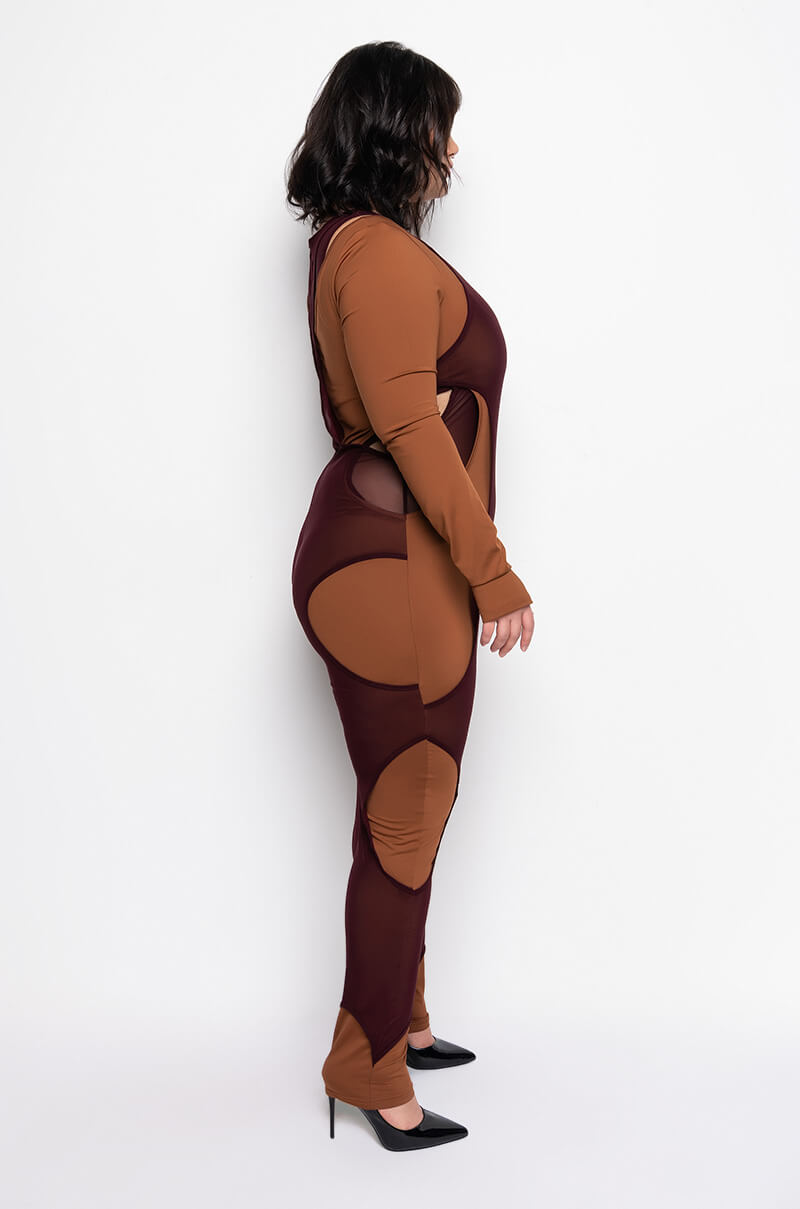 Detail View Plus Catch Up Cut Out Layered Jumpsuit