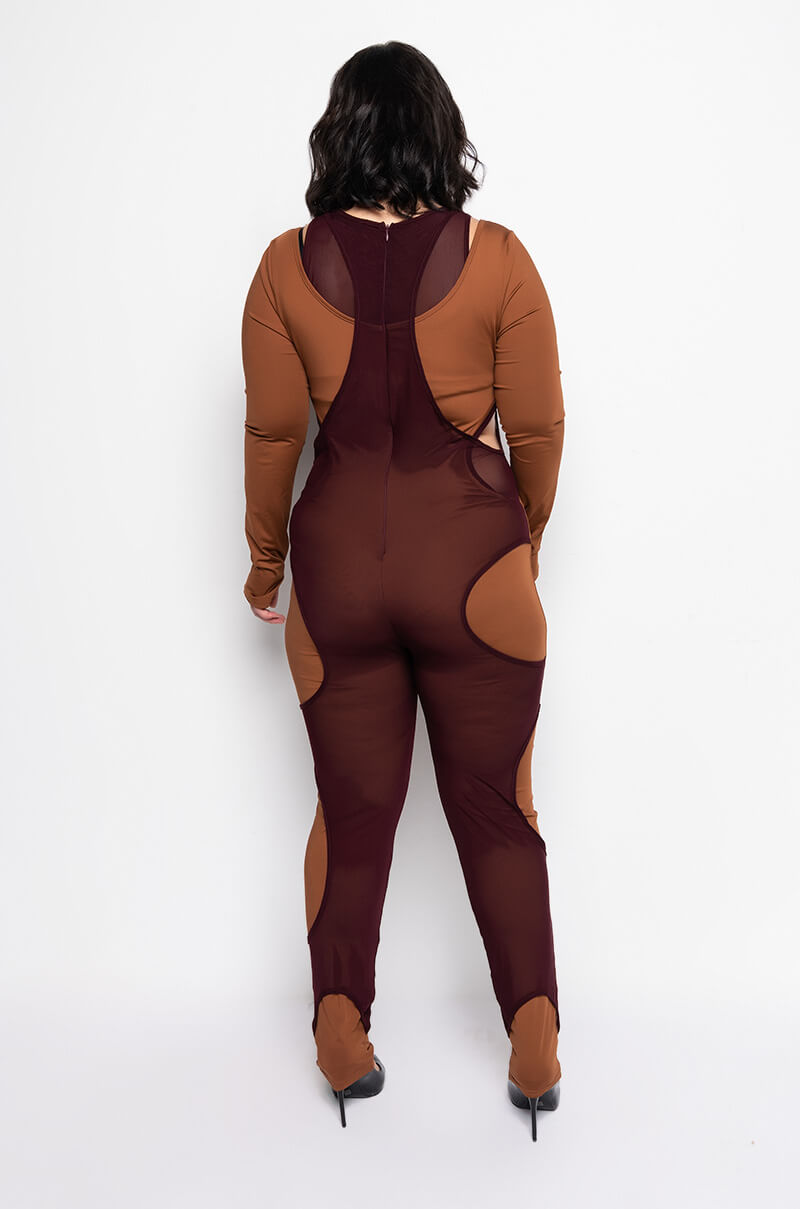 Extra View Plus Catch Up Cut Out Layered Jumpsuit