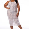 Front View Plus Chain Me Up Rhinestone Mesh Midi Dress